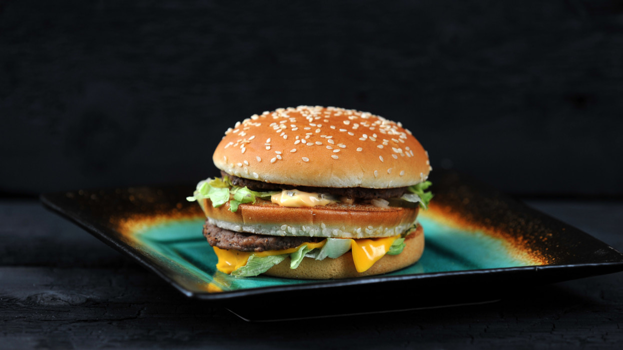 Big Mac Fast food on black background mcdonalds hamburger
